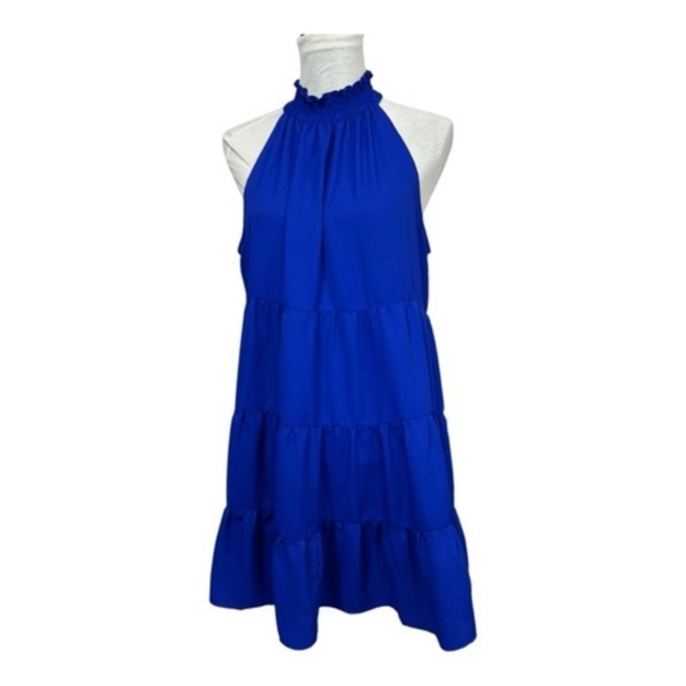 1.STATE Sleeveless Smocked Tiered Mini Short Dress Size Large‎